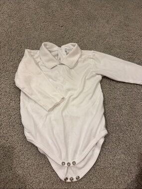 Kissy Kissy White Long-Sleeve Polo Collar One-Piece